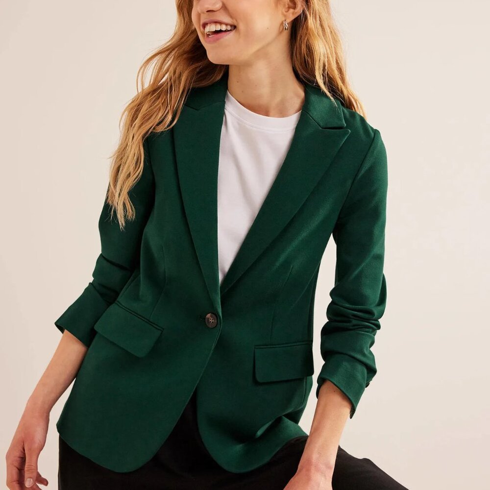 Like New - Boden Tailored Stretch Jersey Blazer 6R - Emerald Green